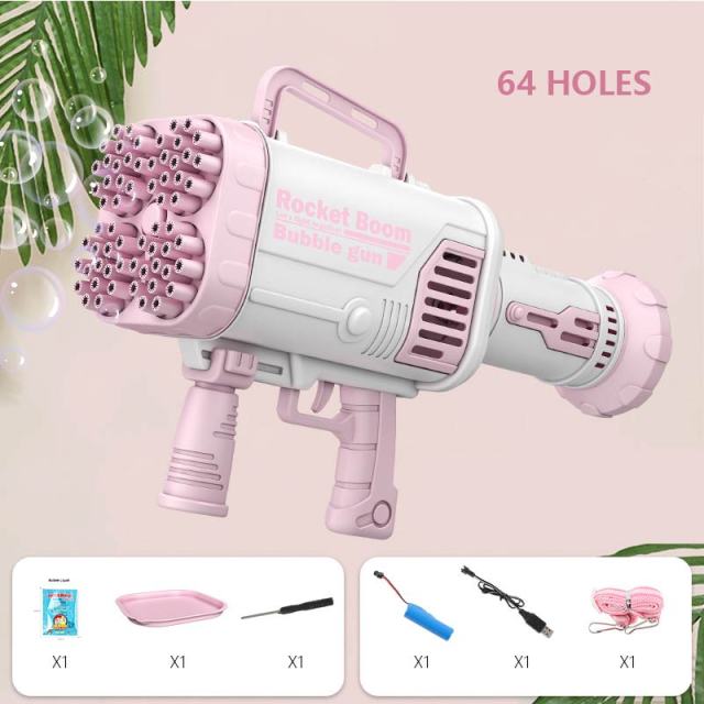 44 64 Holes Electric Bubble Gun Gatlin Bubble Gun Machine Soap Bubbles Magic Bubble for Bathroom 6.jpg 640x640 6 - Bubble Gun