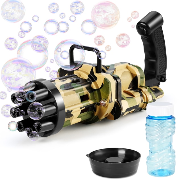 Kid Bubble Machine Electric Automatic Gatling Bubble Gun Summer Soap Water Bubble Maker 2 in - Bubble Gun