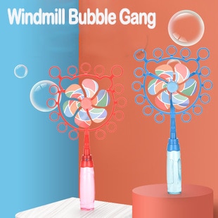 Kids Electric Gatling Bubble Gun Summer Outdoor 12 Hole Blue Angel Magic Soap Water Bubble Machine 1 - Bubble Gun